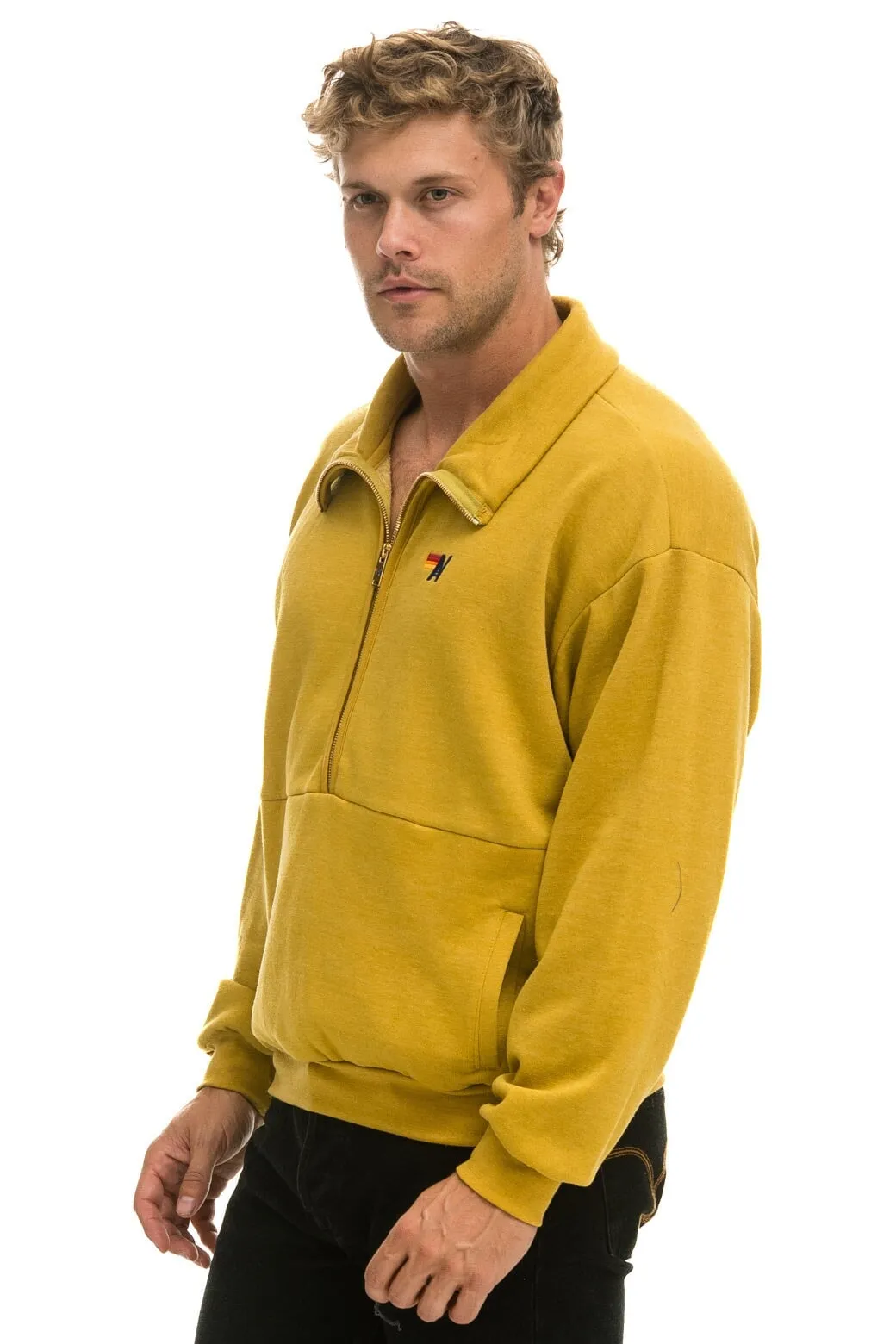 LOGO EMBROIDERY HALF ZIP SWEATSHIRT - KHAKI