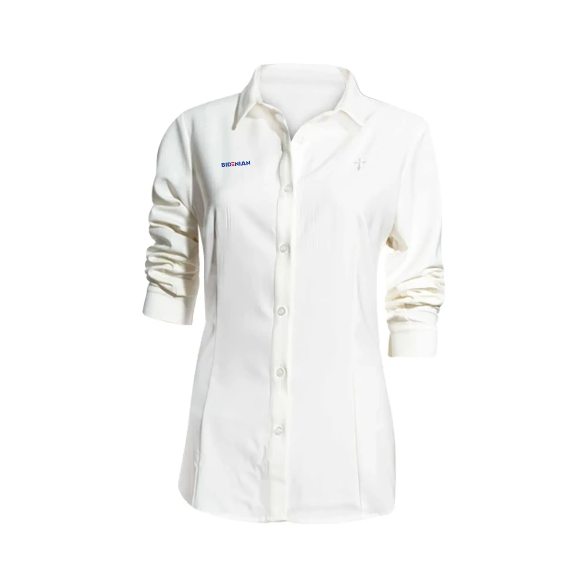 Long Sleeve Cross Logo White Dress Shirt Spandex Cotton