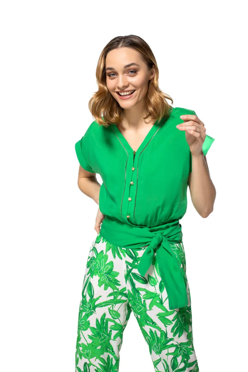 LOOSE FIT FLORAL PRINT STRAIGHT TROUSERS