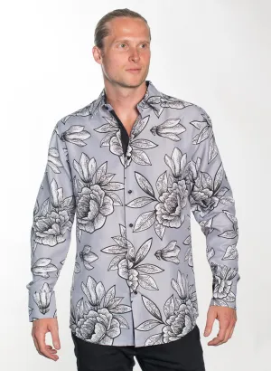 LSWG-369 MEN'S PRINTED LONG SLEEVE DRESS SHIRT