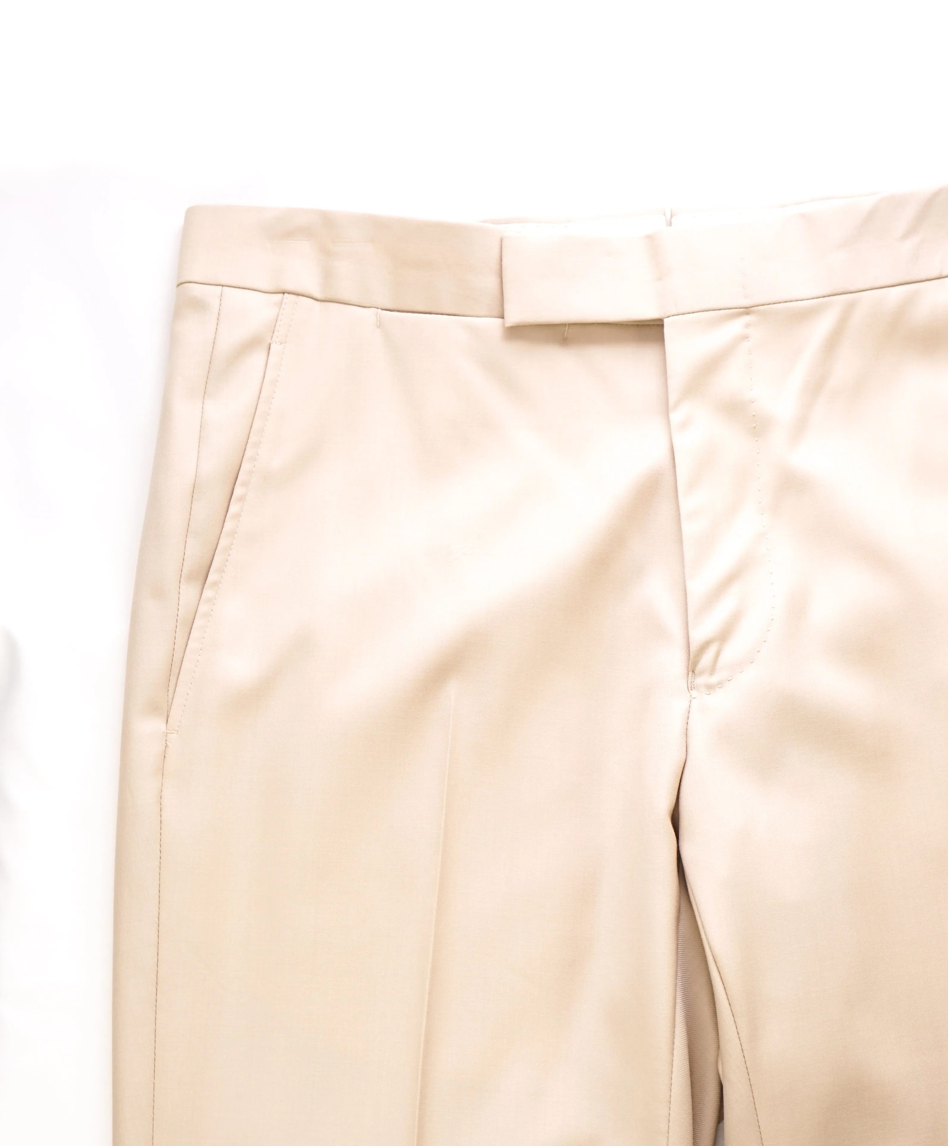 LUTWYCHE - HAND MADE IN ENGLAND Beige Premium Wool Dress Pants - 32W