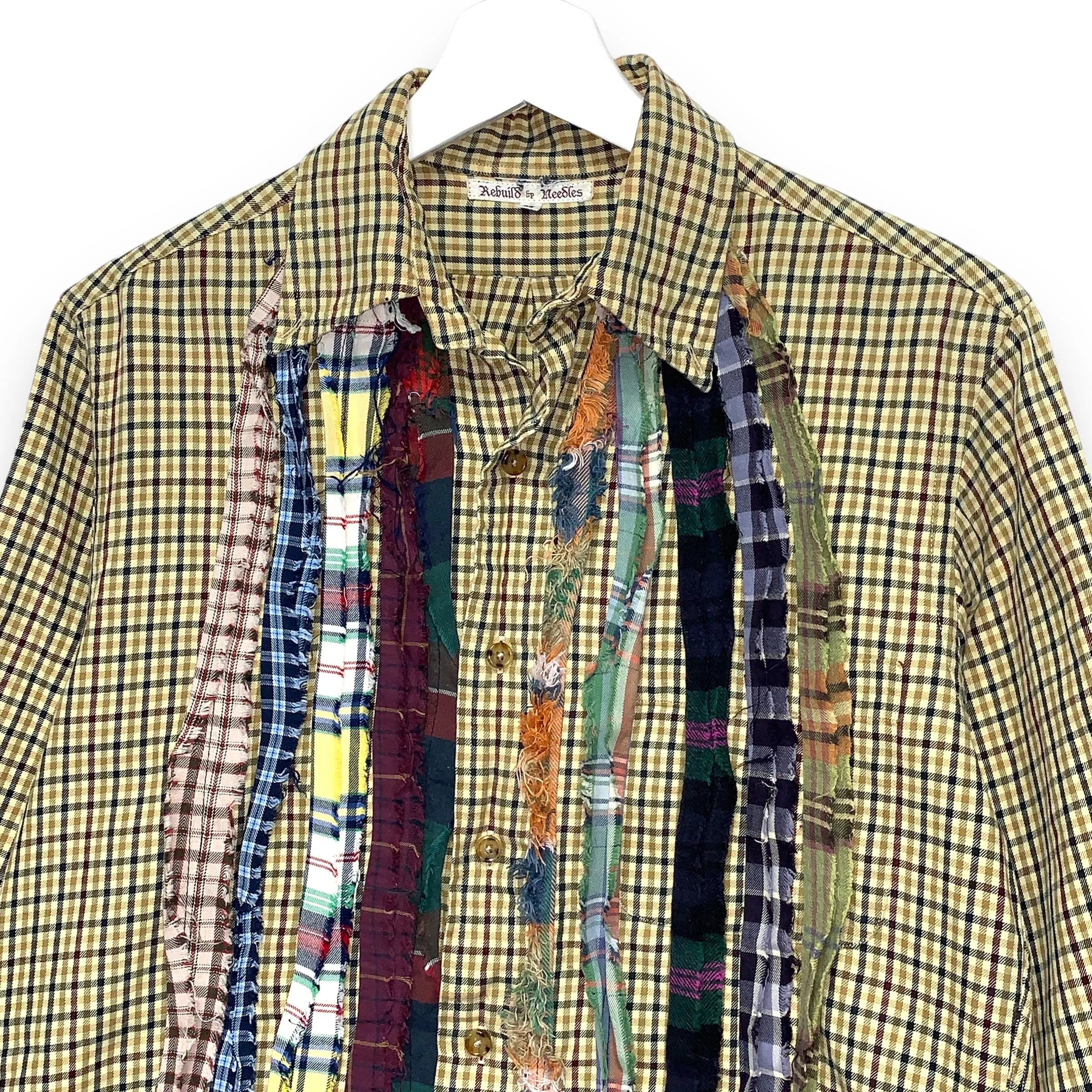 [M] Needles Rebuild Ribbon Cut Check Shirt