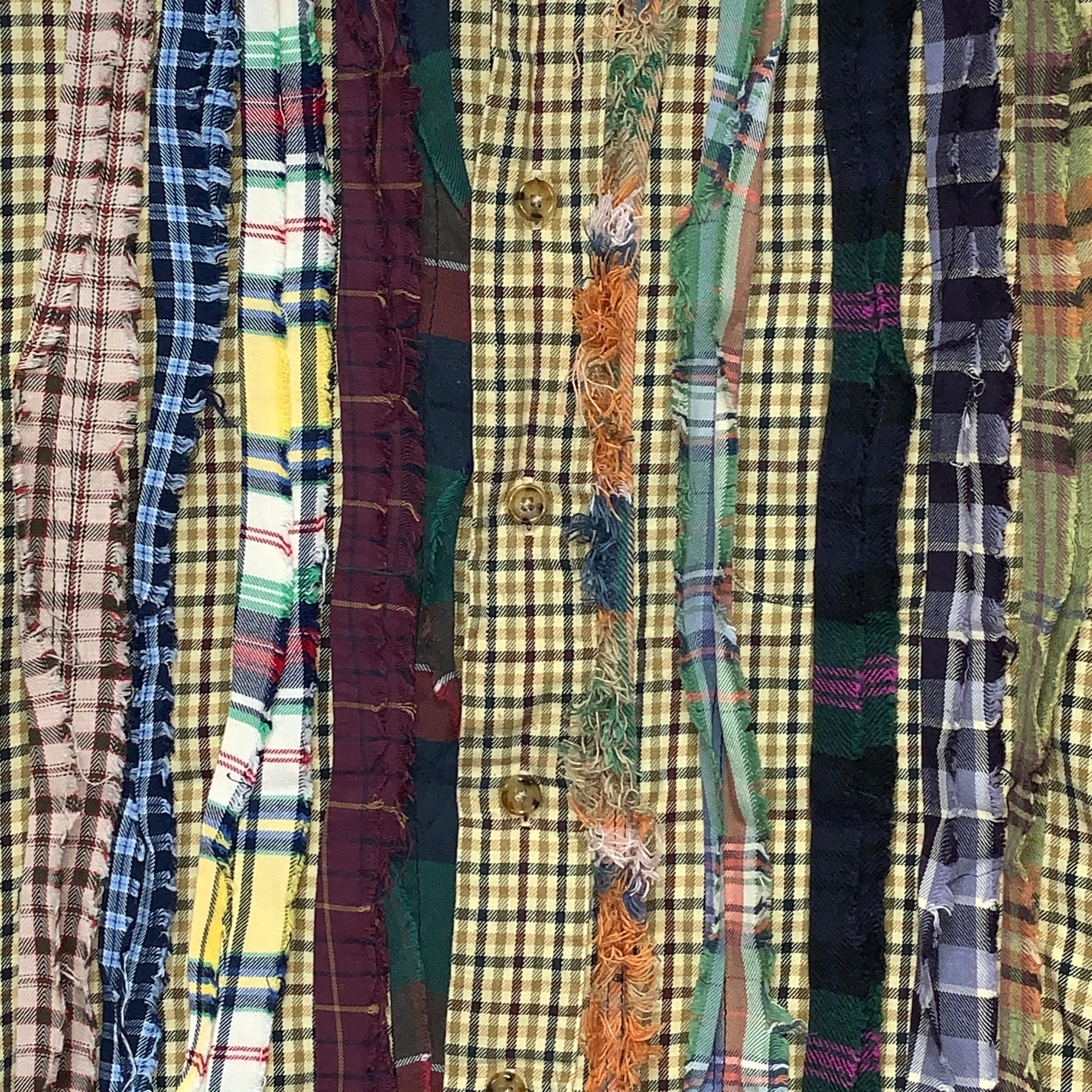 [M] Needles Rebuild Ribbon Cut Check Shirt