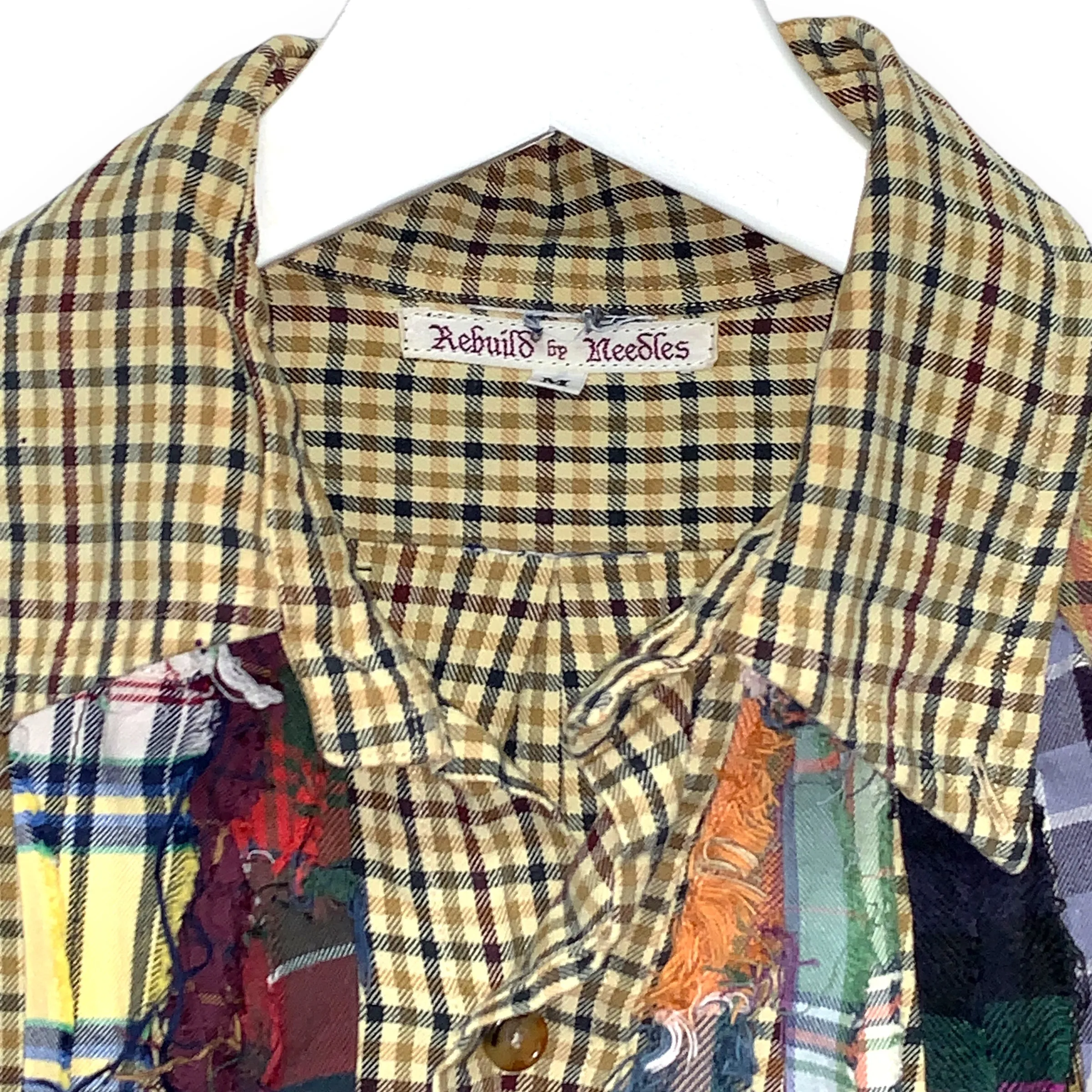 [M] Needles Rebuild Ribbon Cut Check Shirt