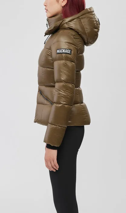 Mackage Ladies Hooded Light Down Jacket MADALYN-V Army