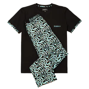 Mens Long Pyjamas - Neon Lava - Trousers & T-Shirt