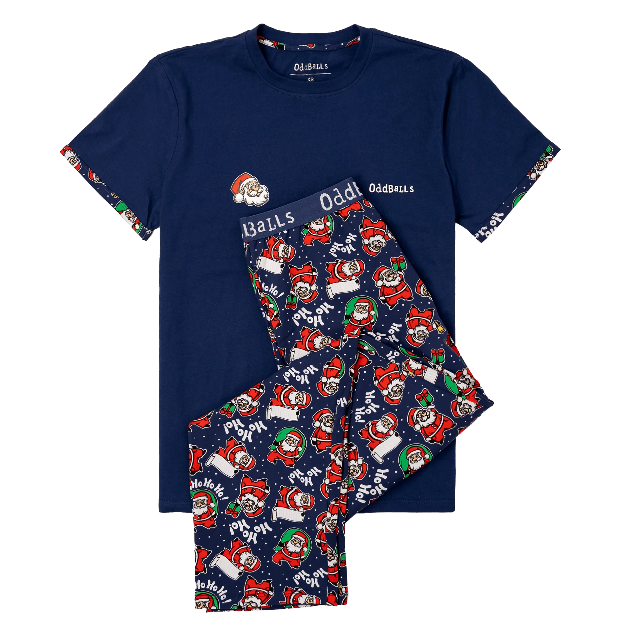 Mens Long Pyjamas - Santa - Trousers & T-Shirt
