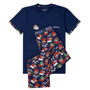 Mens Long Pyjamas - Santa - Trousers & T-Shirt