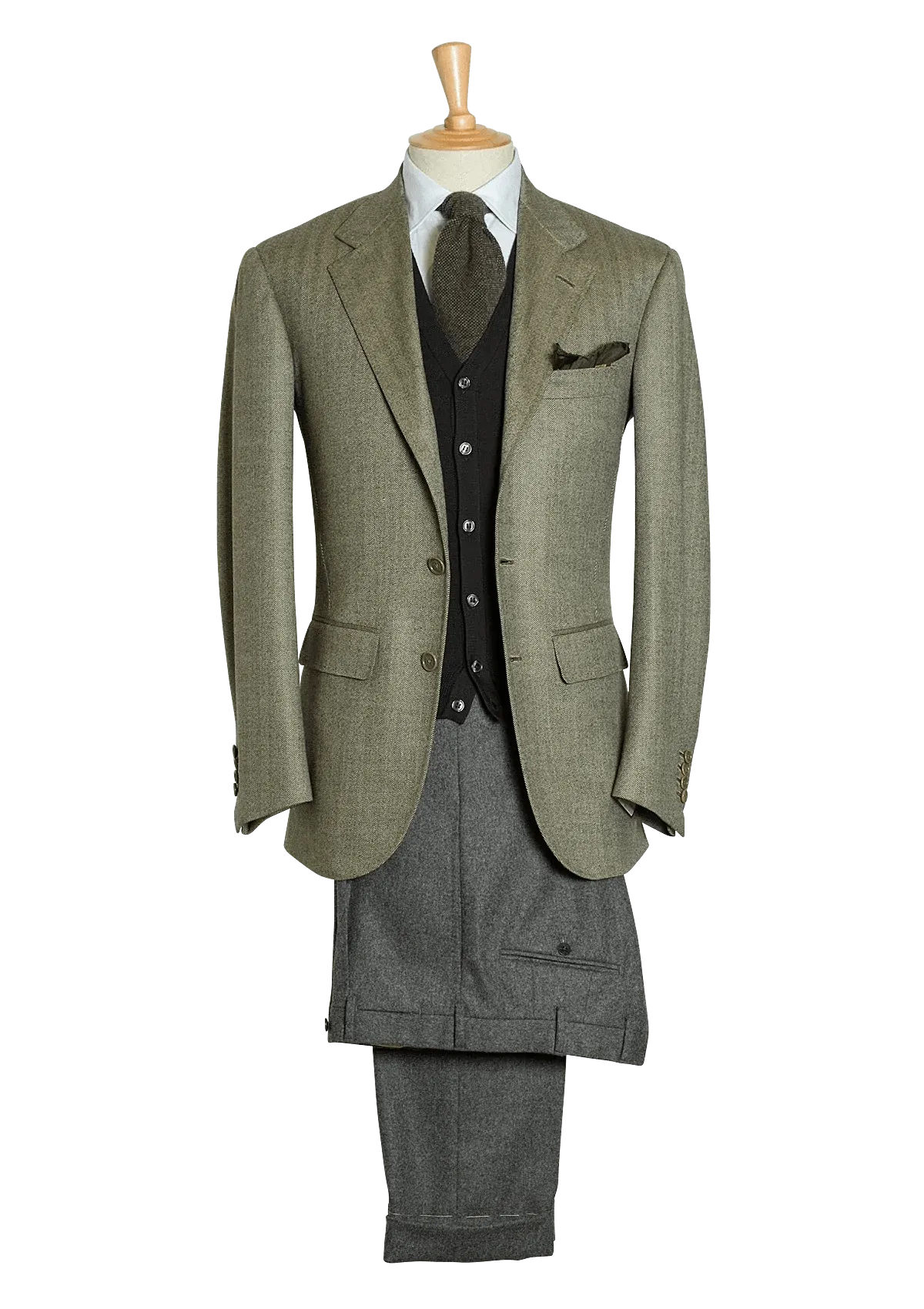 Men's Sage Lambswool Herringbone Single-breasted Jacket