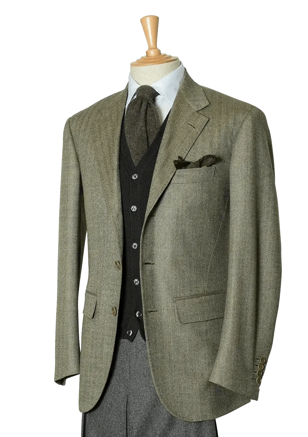 Men's Sage Lambswool Herringbone Single-breasted Jacket