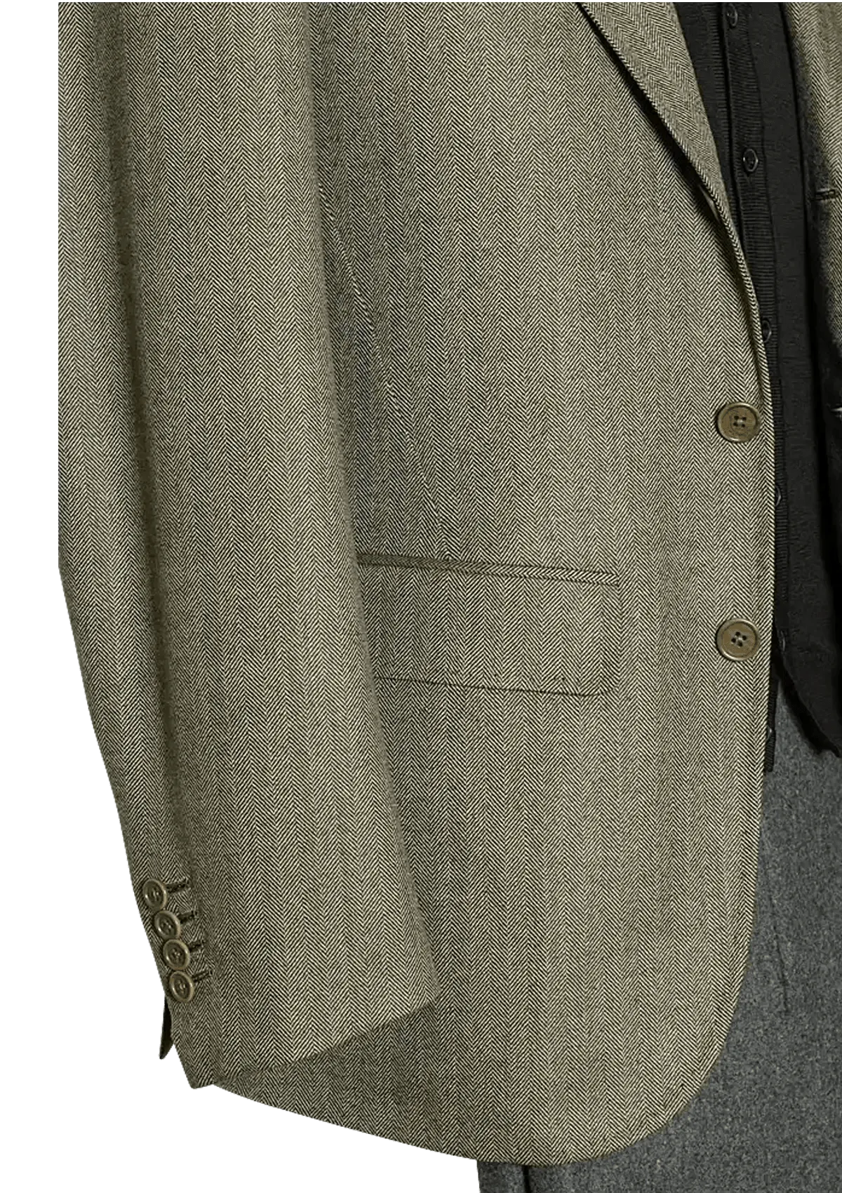 Men's Sage Lambswool Herringbone Single-breasted Jacket