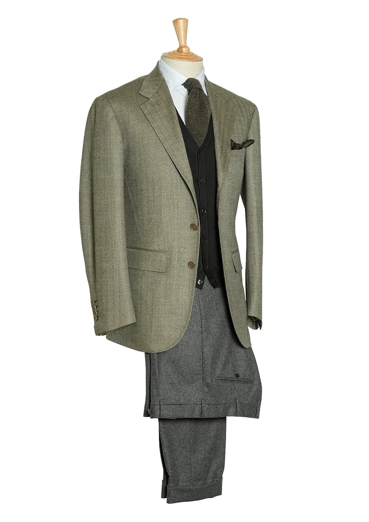 Men's Sage Lambswool Herringbone Single-breasted Jacket