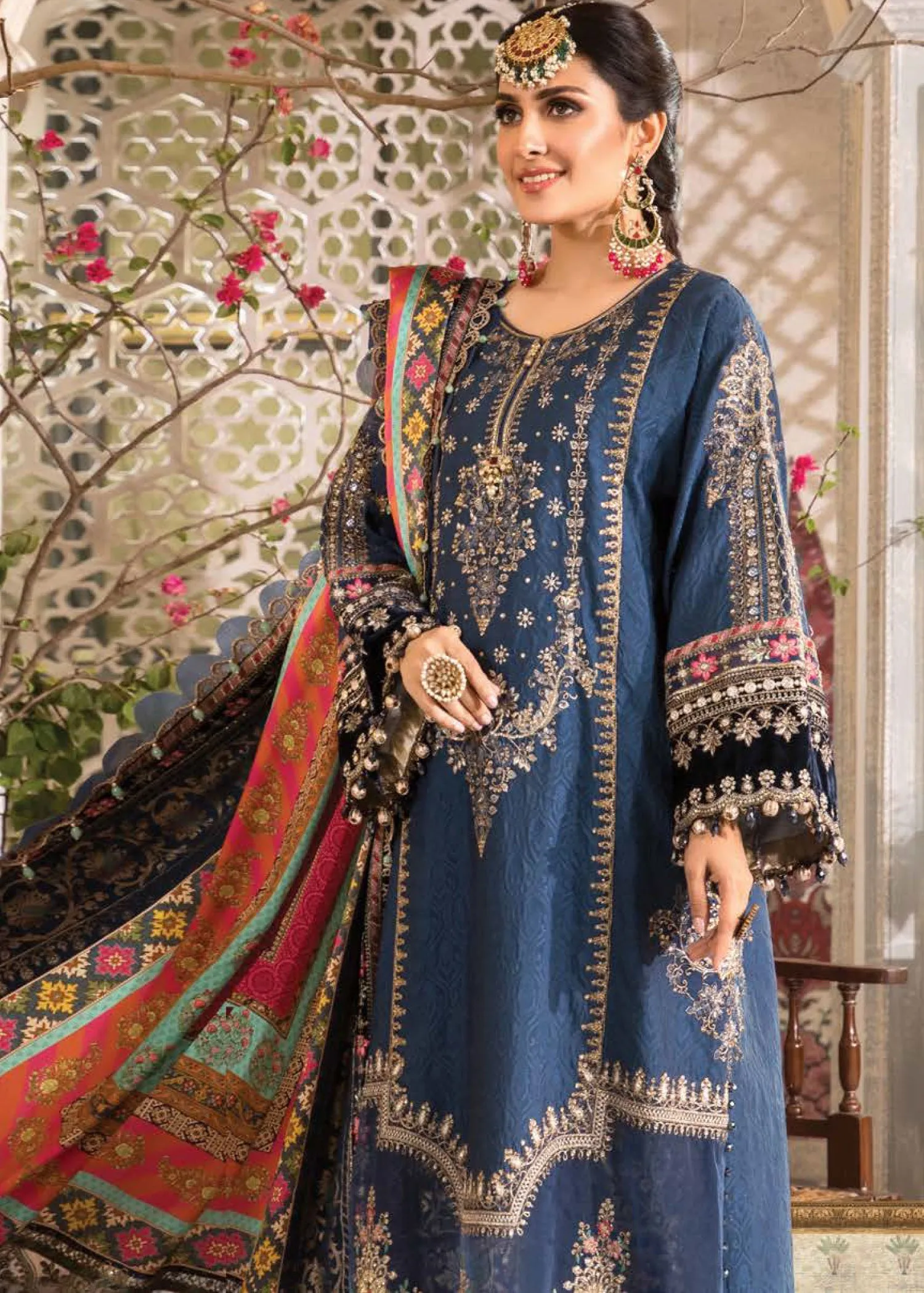 Midnight Blue (BD-2407) | Maria B Mbroidered Heritage Edition 2022 | Unstitched Embroidered Katan Suits
