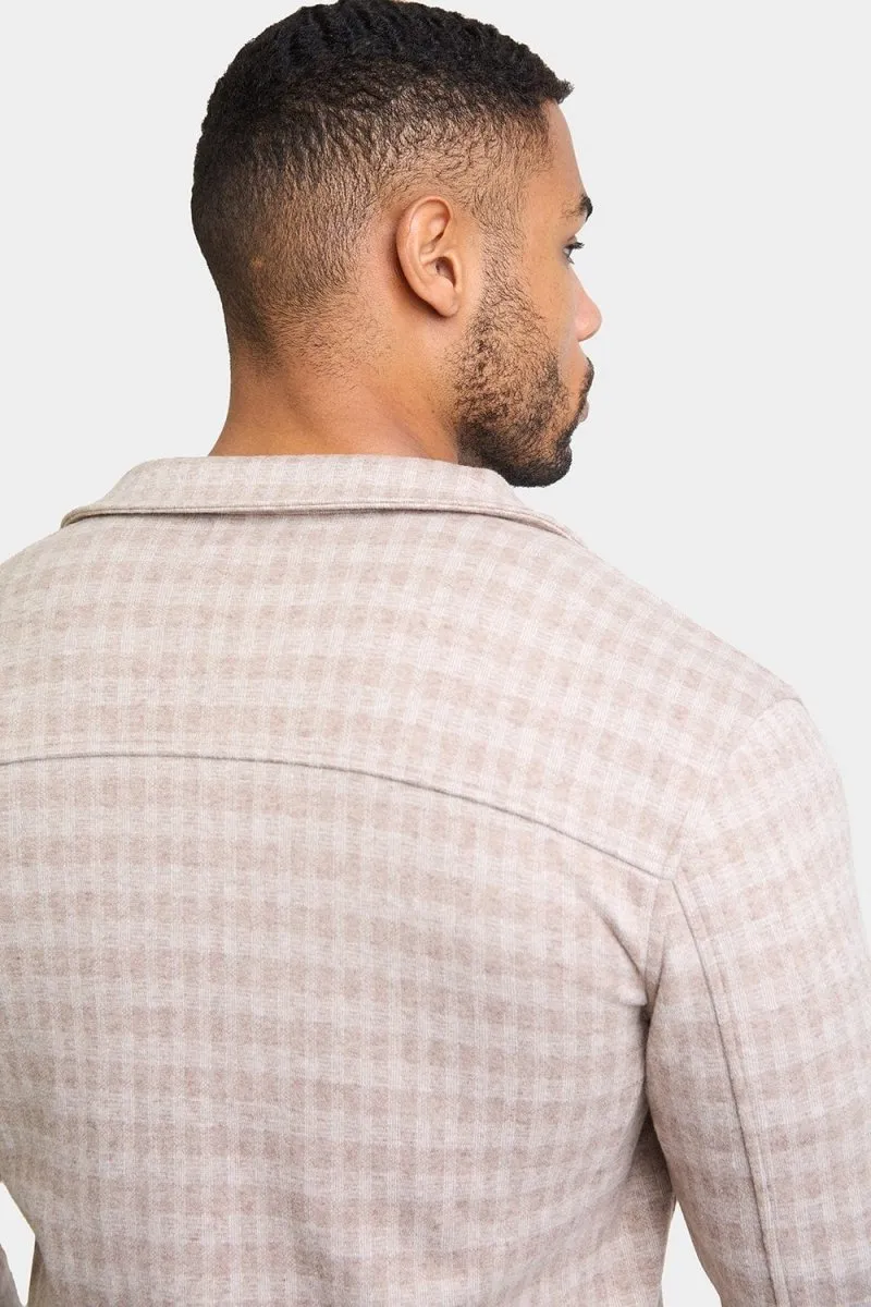Mini Check Shacket in Stone