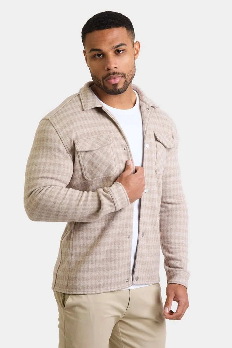 Mini Check Shacket in Stone