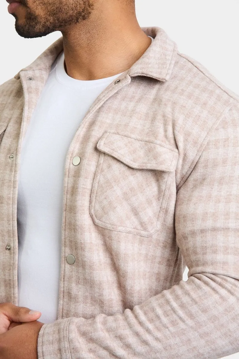 Mini Check Shacket in Stone
