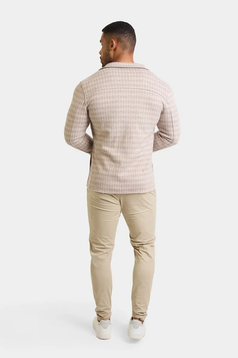 Mini Check Shacket in Stone