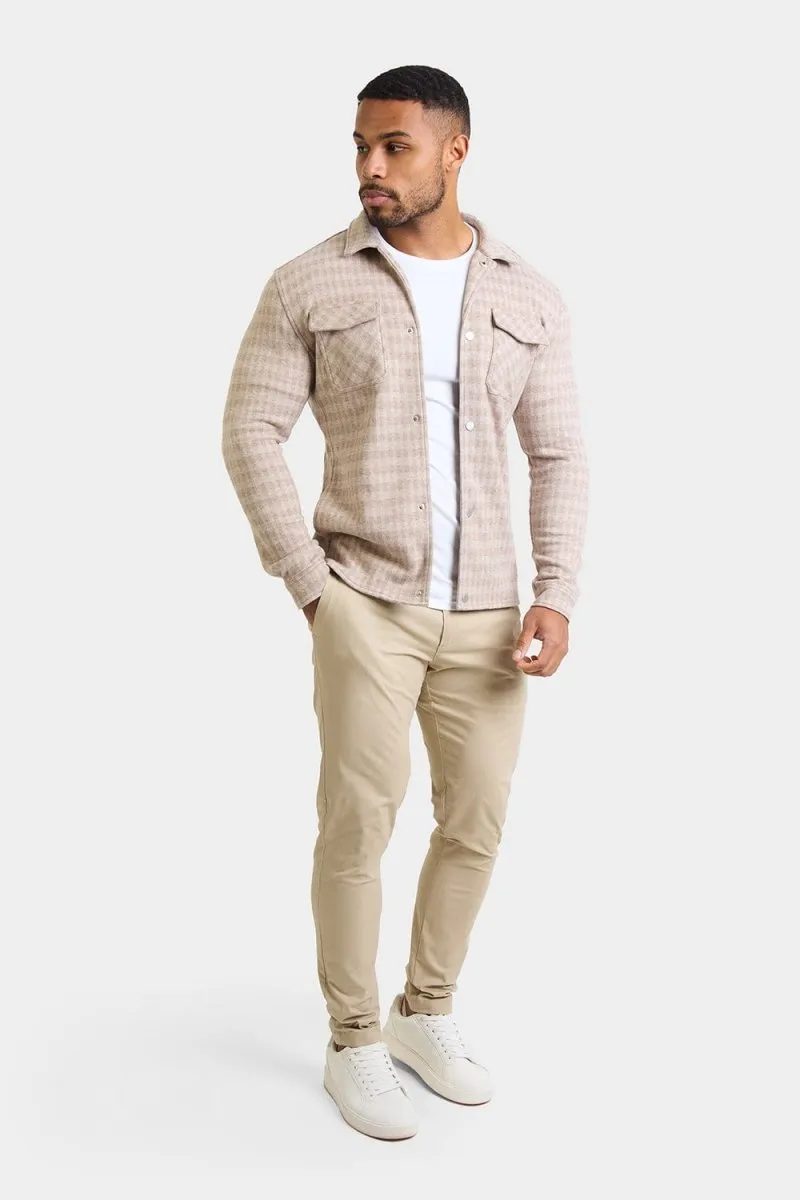 Mini Check Shacket in Stone