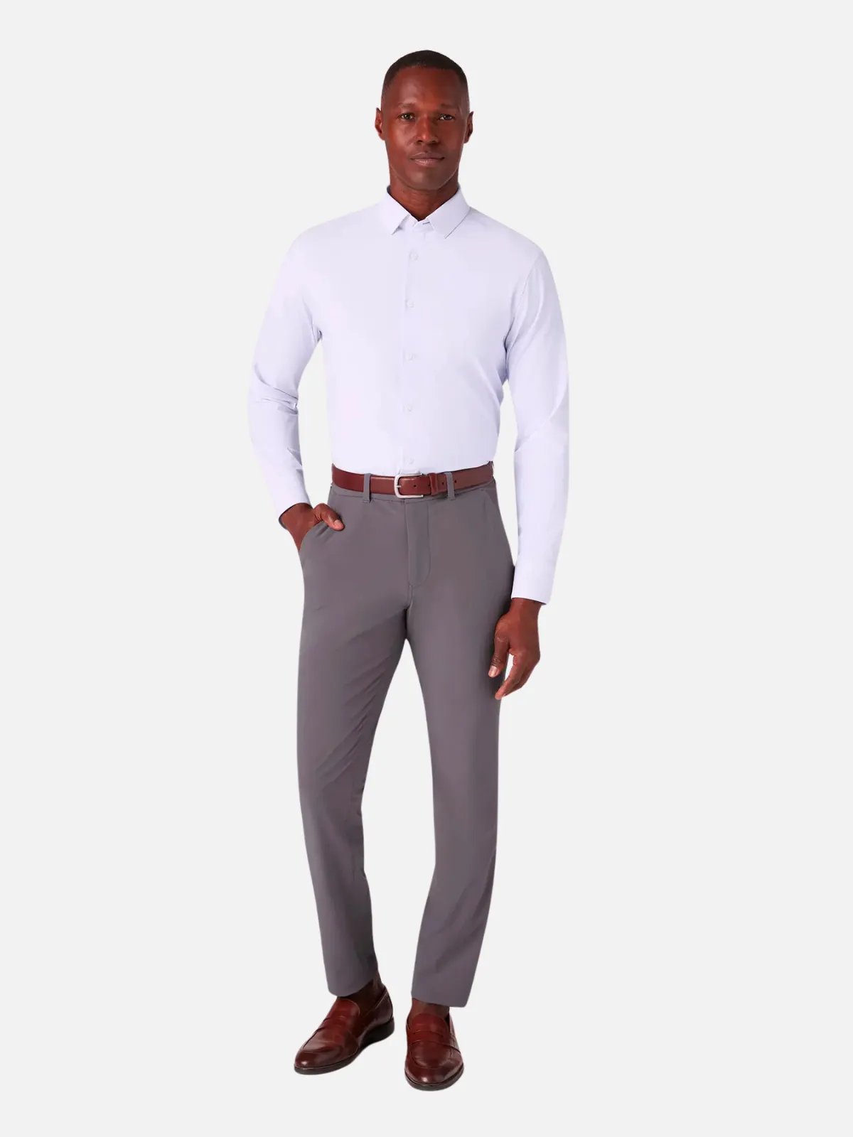 Mizzen   Main Leeward LS Dress Shirt - Lilac Check