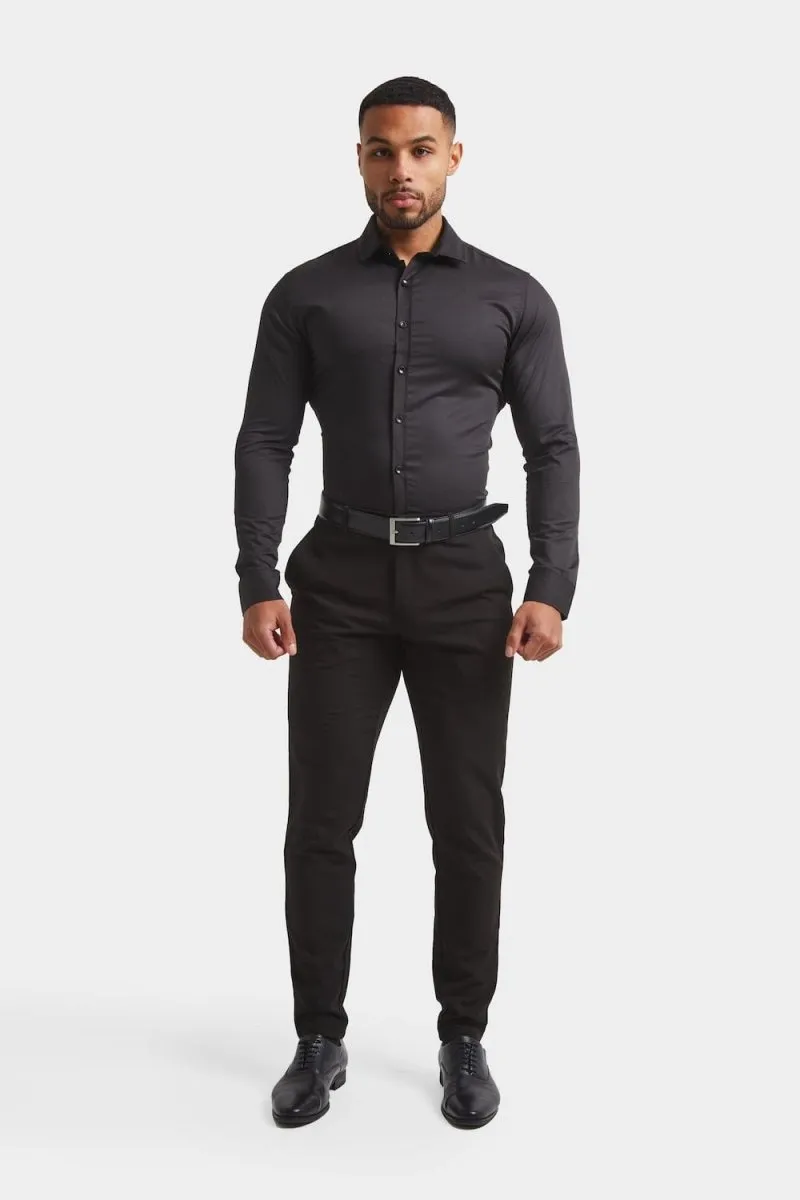Muscle Fit Dress Shirt in Black