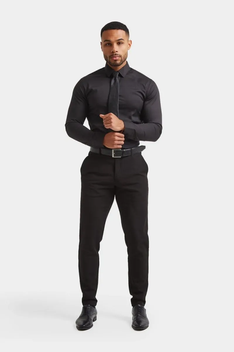 Muscle Fit Dress Shirt in Black