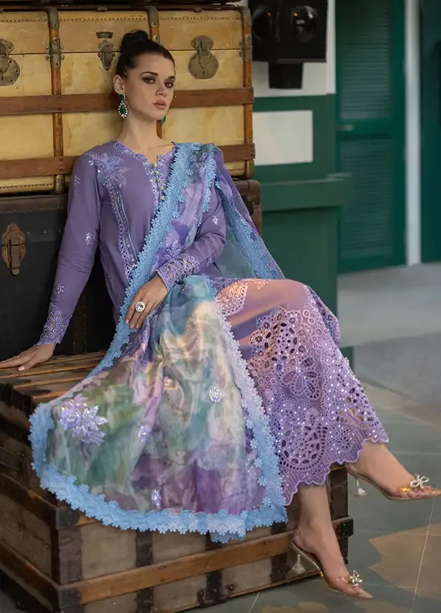 Mushq Luxury Lawn Embroidered Suits Unstitched Orient Express ADELINE