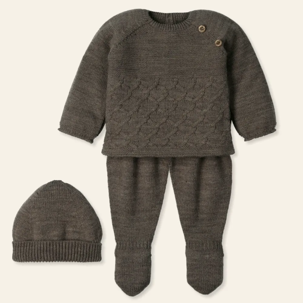 New In Mac Ilusion Boys Knitted Mocha 3 Piece Set