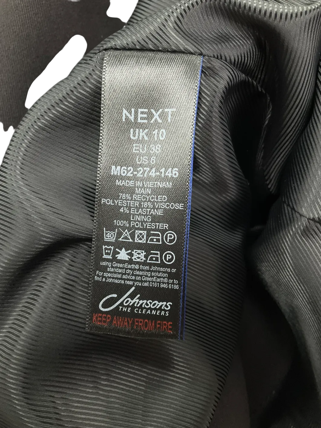 Next Black Tailored Single Breasted Blazer UK 10