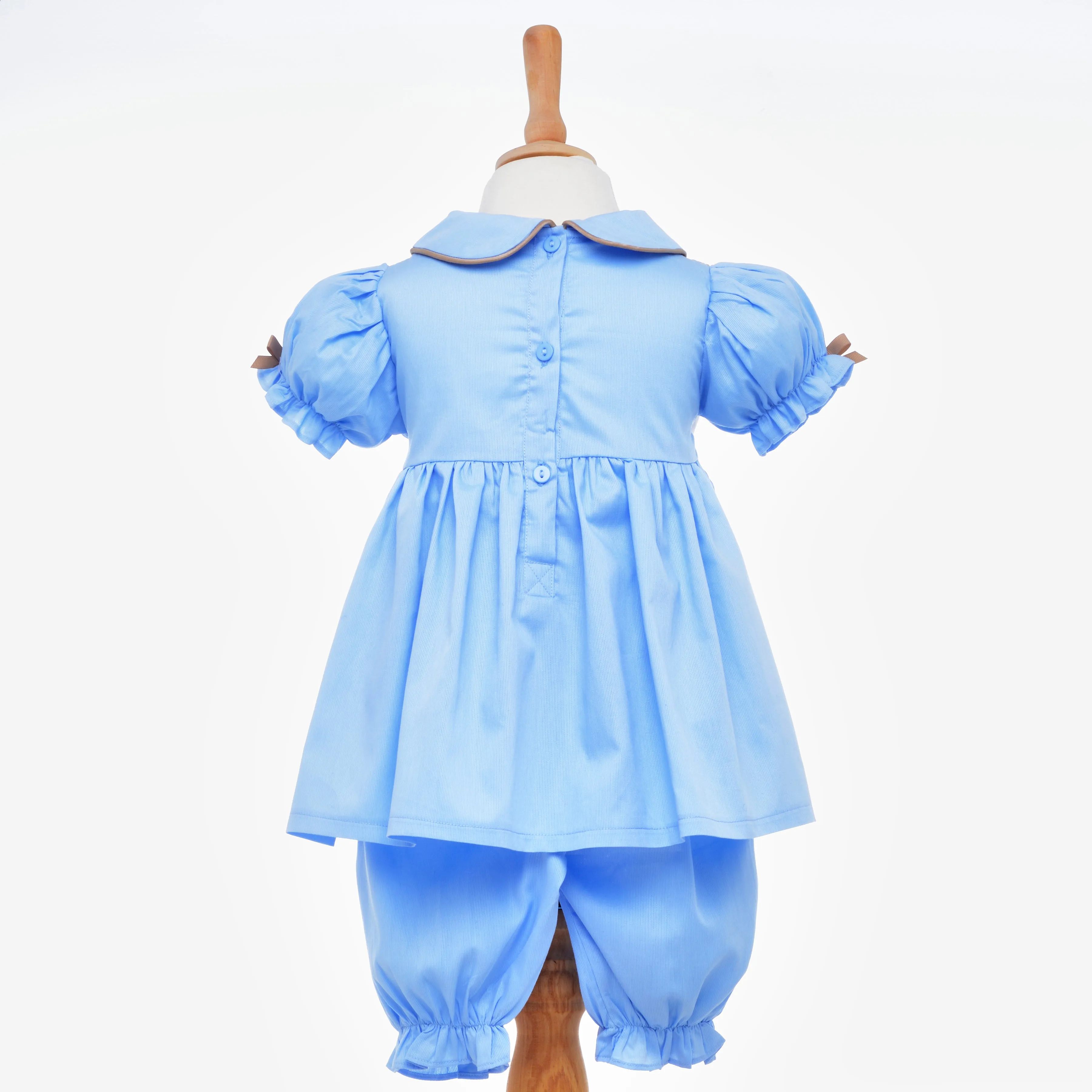 Ocean Baby Girls Blue Smocked Bunny Themed Pyjamas (3M-6Yrs) Pjs