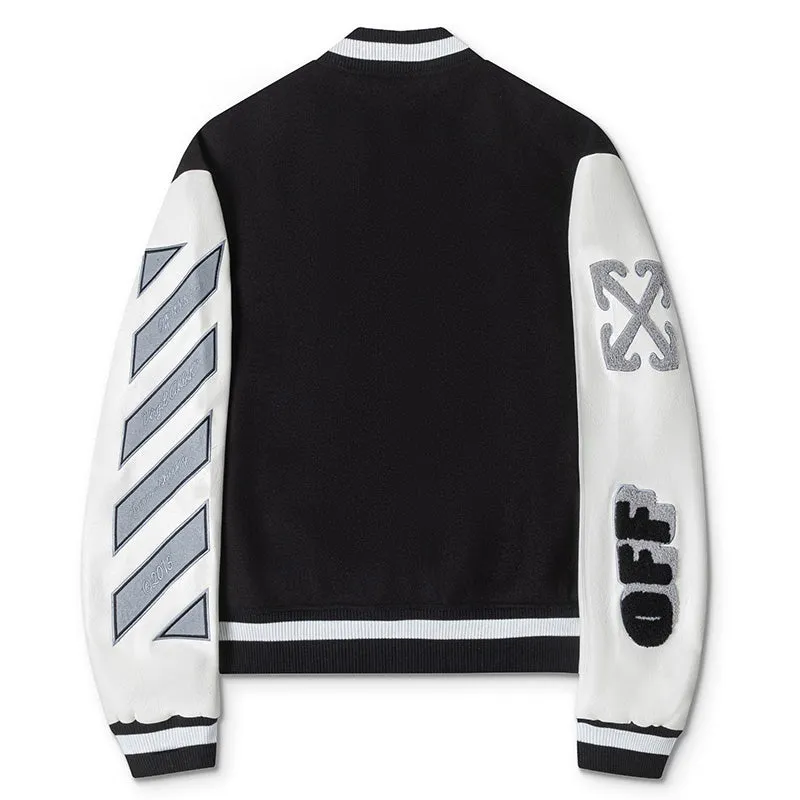 OFF WHITE leather wool varsity Jacket