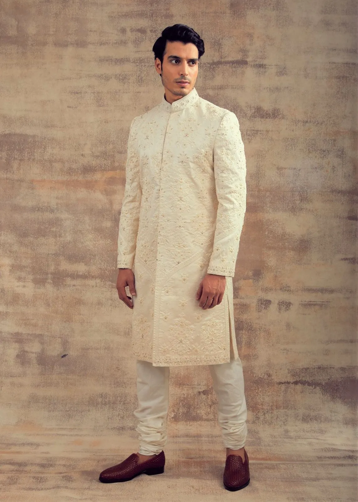 Offwhite Color Wedding Sherwani