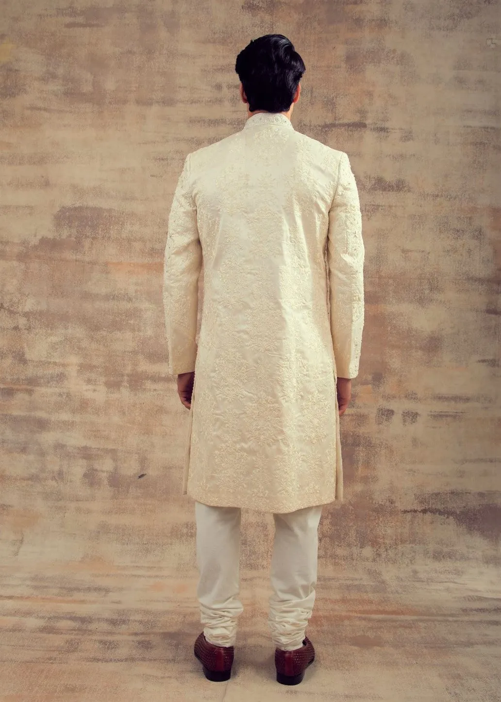 Offwhite Color Wedding Sherwani