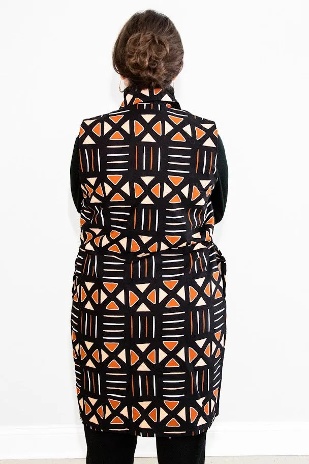 Ore Vest Jacket - Red tribal pattern
