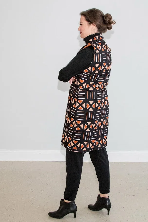 Ore Vest Jacket - Red tribal pattern