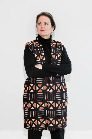 Ore Vest Jacket - Red tribal pattern