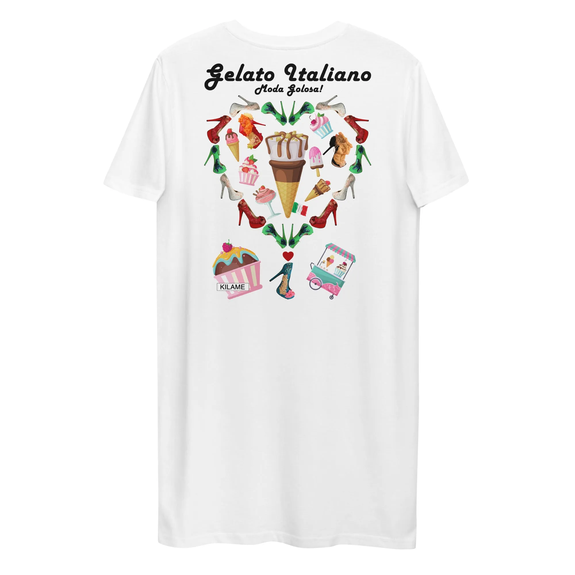 Organic cotton t-shirt dress 'Gelato Italiano'