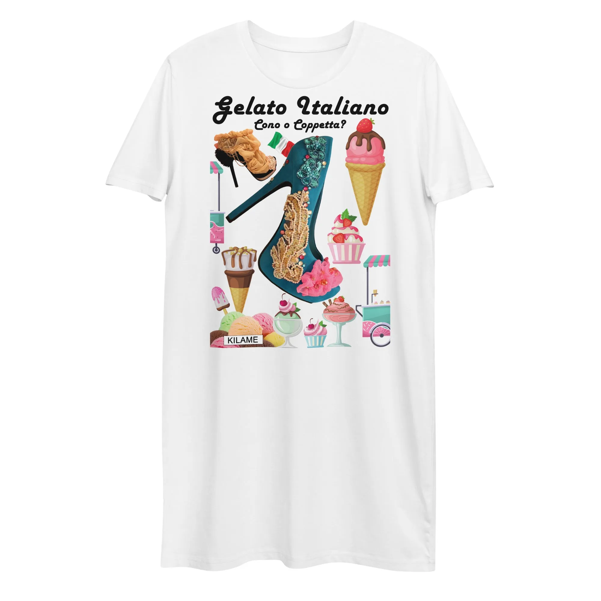 Organic cotton t-shirt dress 'Gelato Italiano'