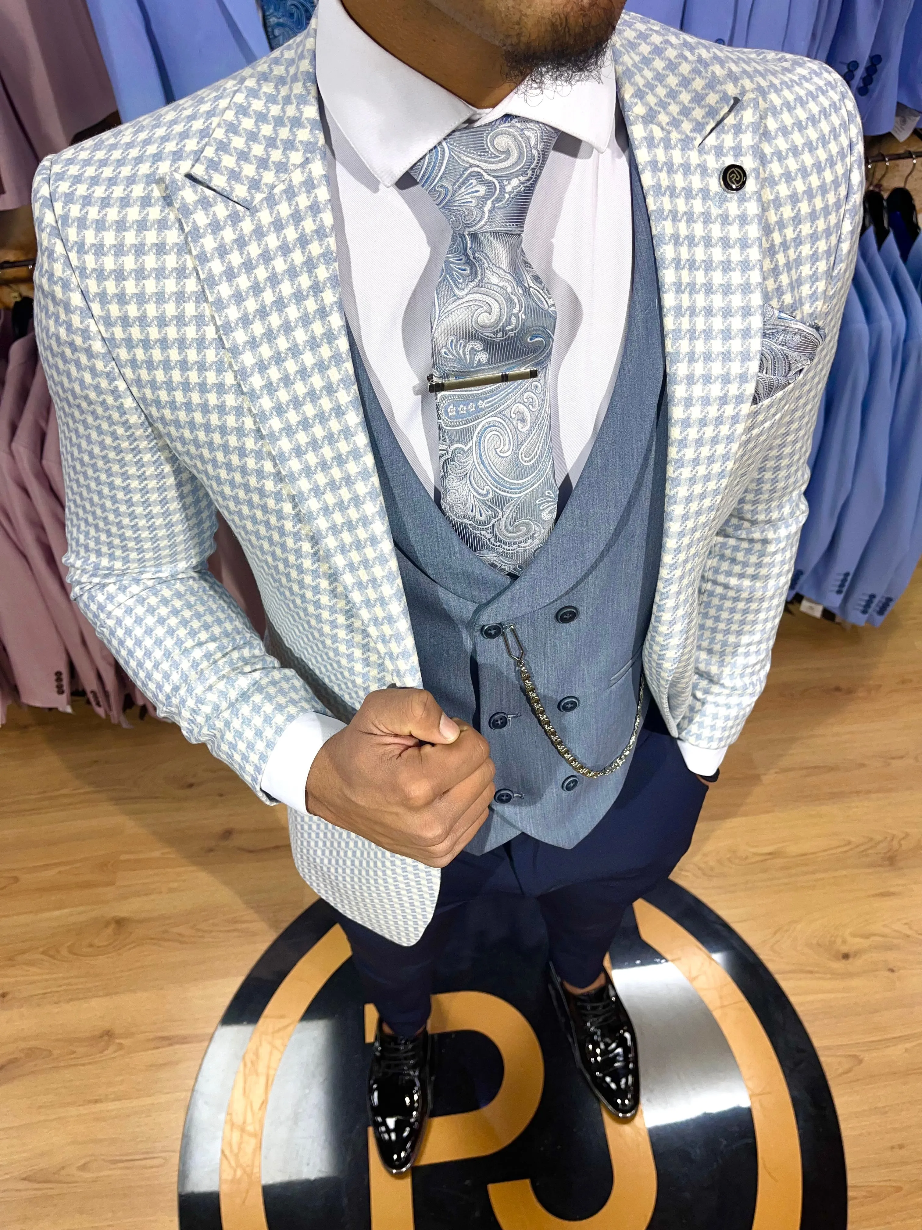 Paris - Light Blue/White 3 Piece Suit