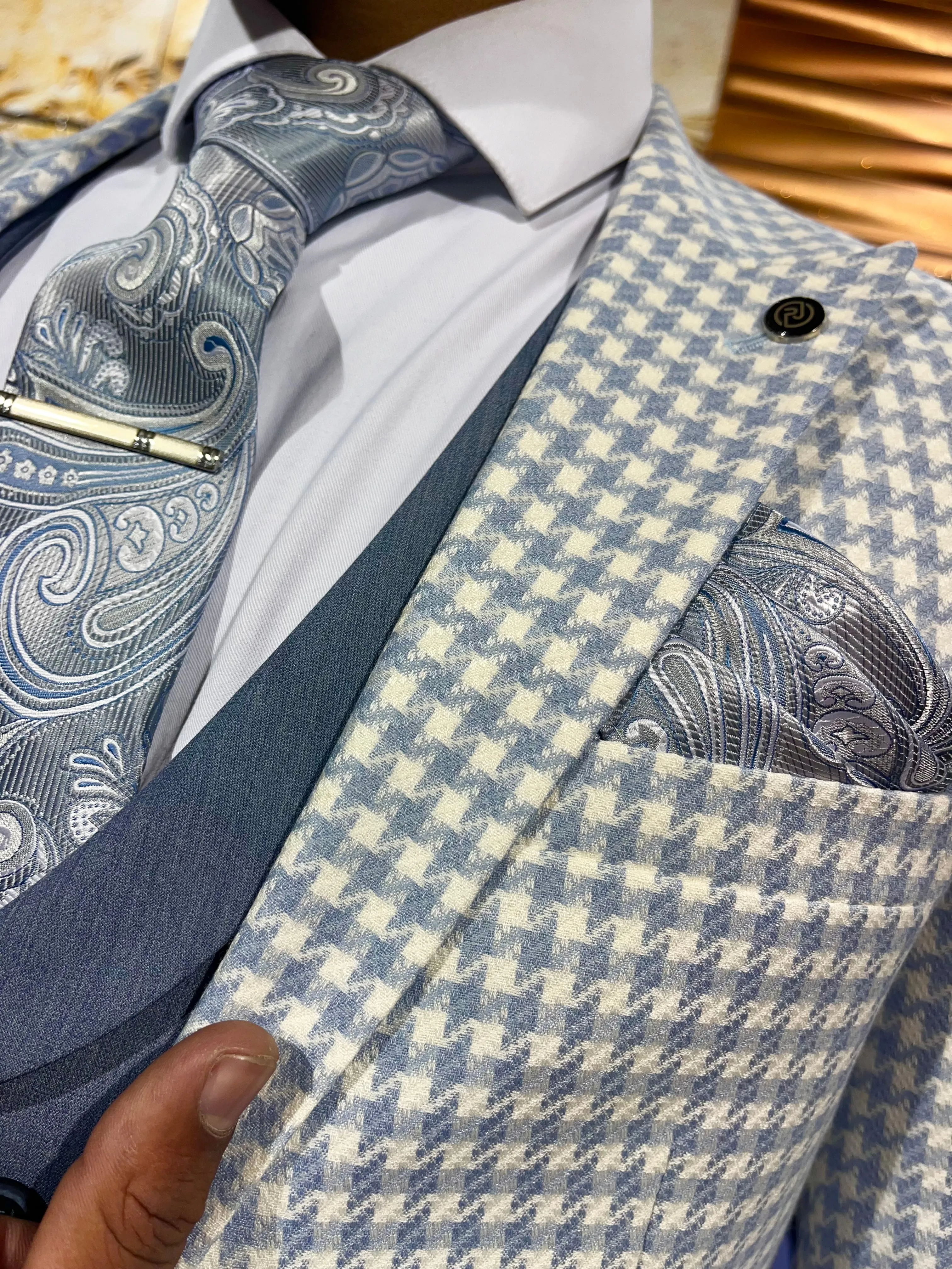 Paris - Light Blue/White 3 Piece Suit