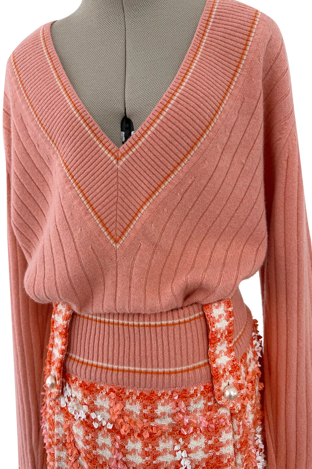Phenomenal Spring 2001 Chanel by Karl Lagerfeld Cashmere & Sequin Runway Set