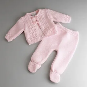 Pink Pram Suit - Knitted Two Piece Outfit