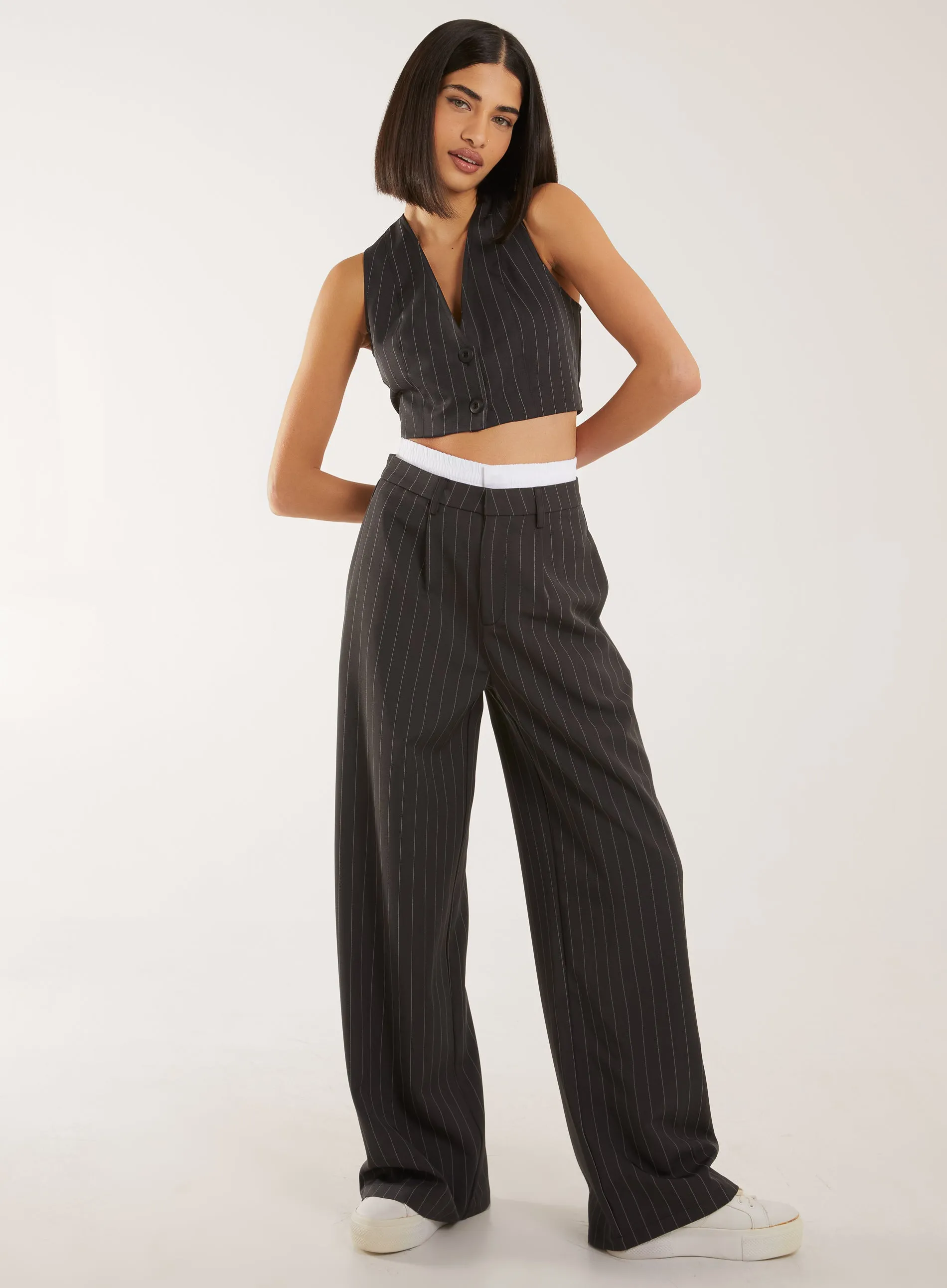Pinstripe Cropped Waistcoat