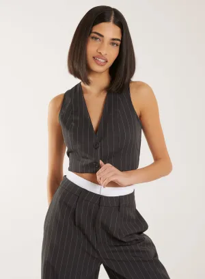 Pinstripe Cropped Waistcoat