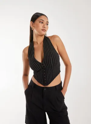 Pinstripe Eyelet Waistcoat