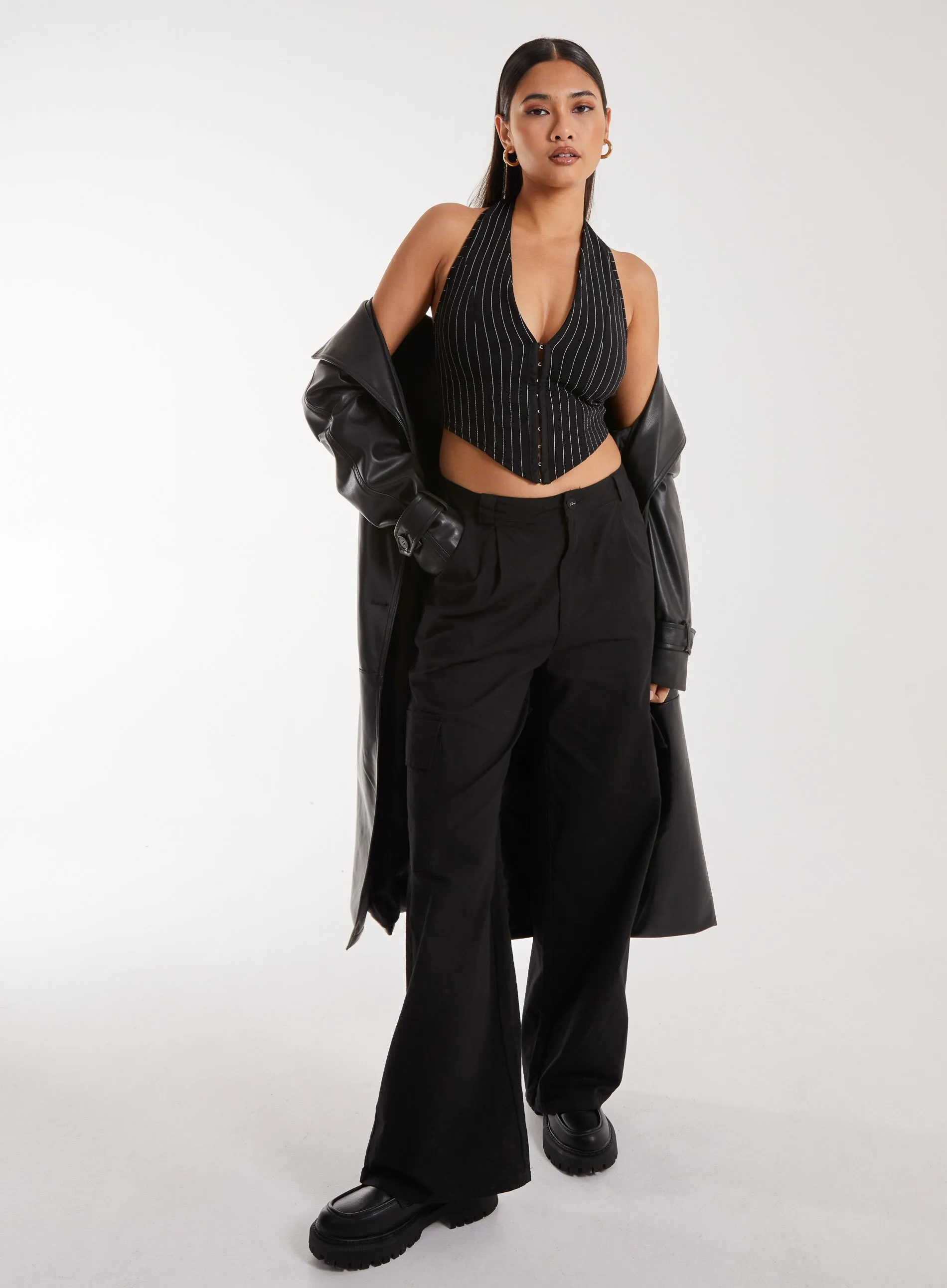 Pinstripe Eyelet Waistcoat