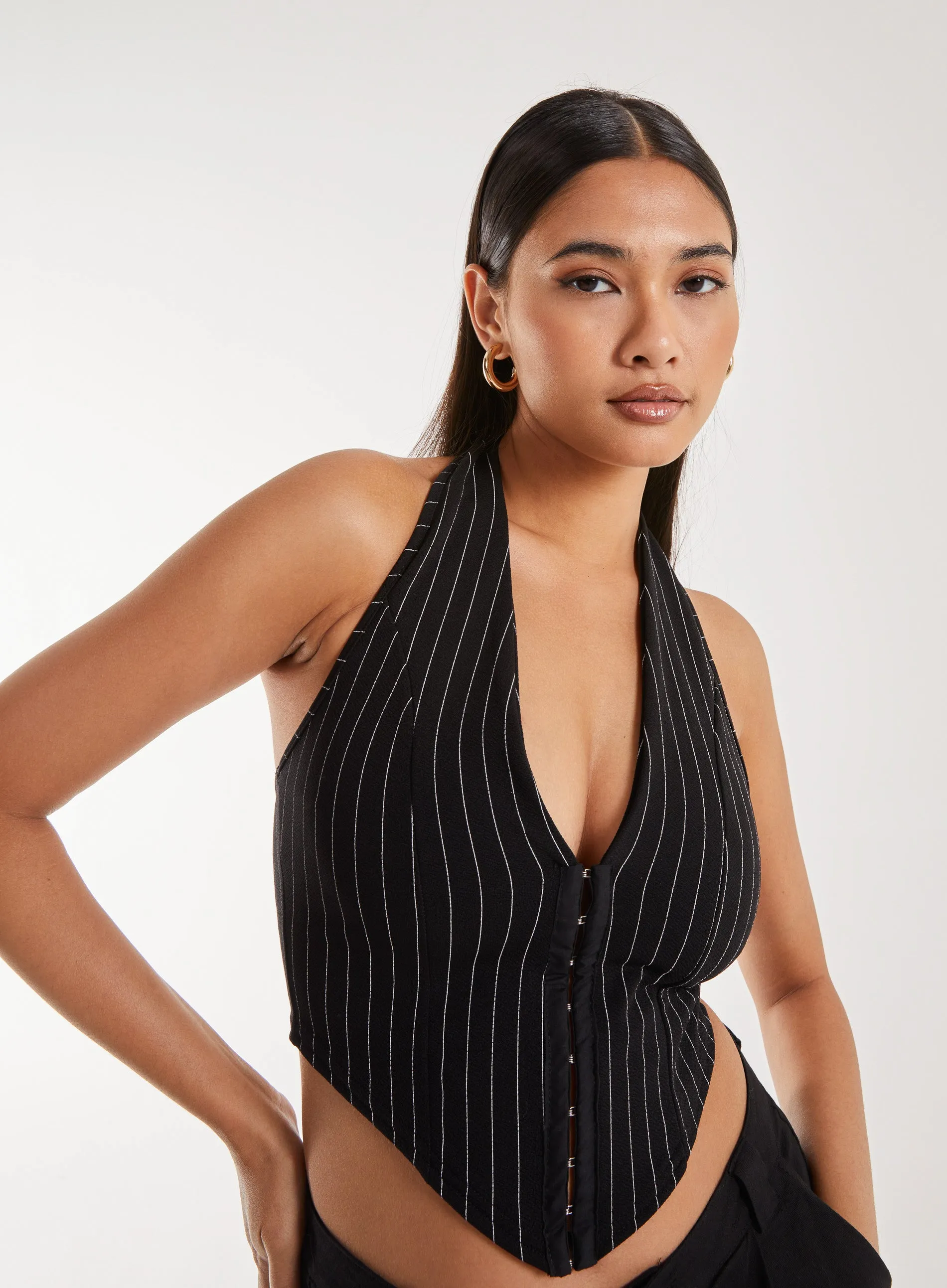 Pinstripe Eyelet Waistcoat