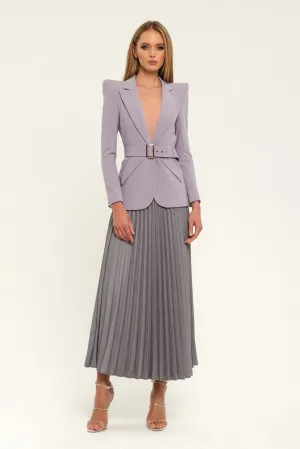 Purple Office Notch Lapel Long Sleeve Single Breasted Jacket