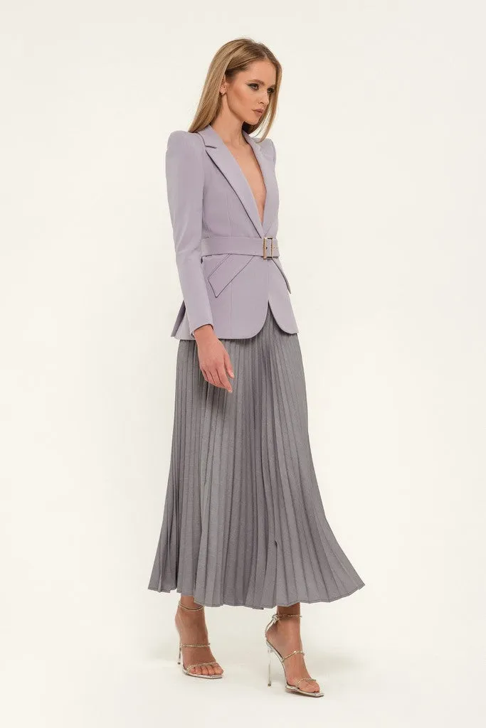 Purple Office Notch Lapel Long Sleeve Single Breasted Jacket