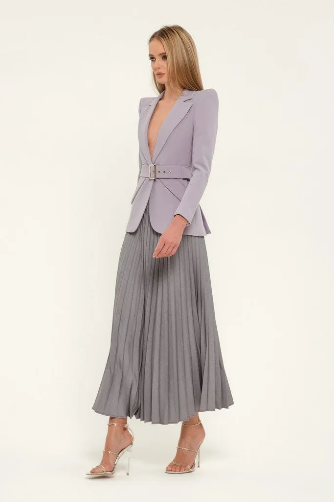 Purple Office Notch Lapel Long Sleeve Single Breasted Jacket