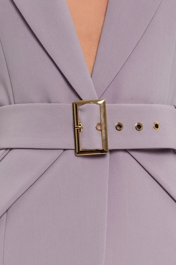Purple Office Notch Lapel Long Sleeve Single Breasted Jacket